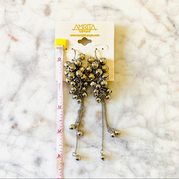 AMRITA SINGH Disco Ball Statement Earrings Silver - Picture 5 of 6